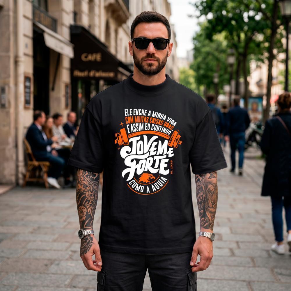 Camiseta Oversized Suedine Masculina Estampada Jovem e Forte Streetwear Cristã