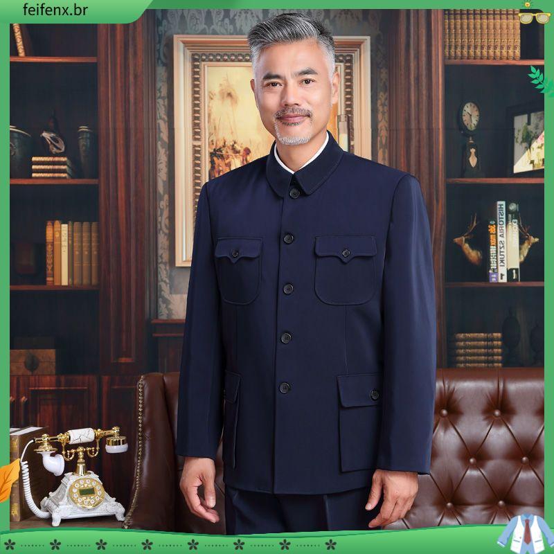 Zhongshan roupas masculinas de meia-idade idosos terno topos jaquetas para idosos roupas étnicas roupas do pai