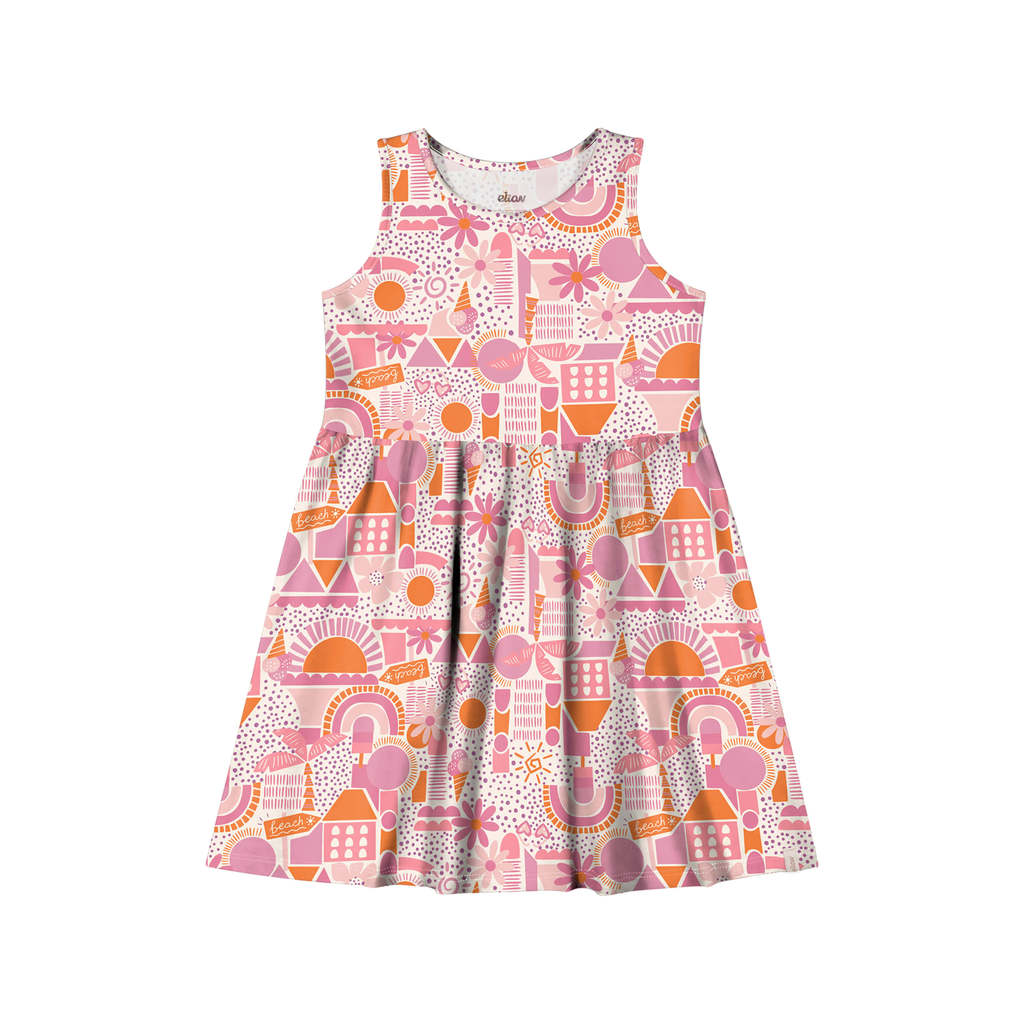 Vestido Curto Infantil Menina Estampado Elian Laranja