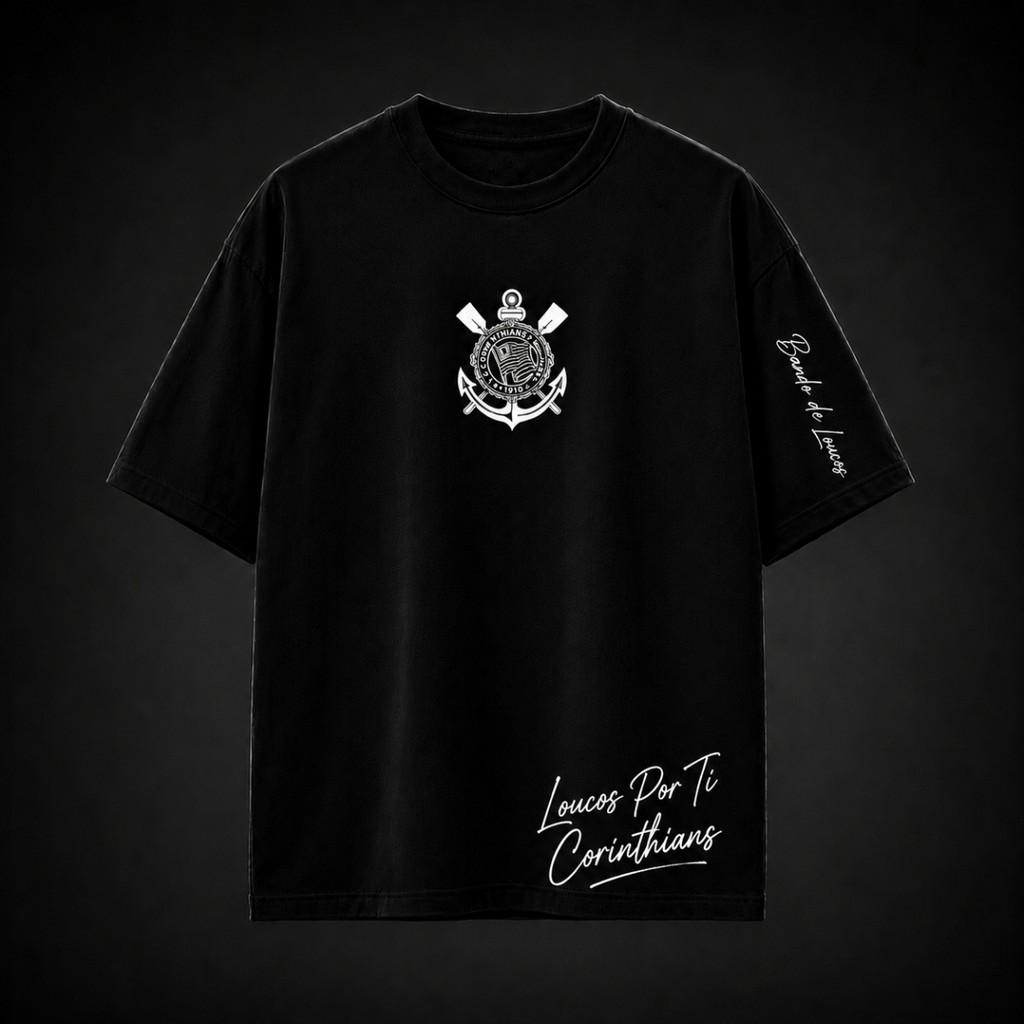 Camiseta Oversized Personalizada do Corinthians para Torcedores dos Gaviões da Fiel Streetwear Unissex Bt1098 Bt1098