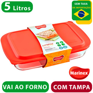 Lasanheira Com Tampa Plástica Marinex 5 Litros - Nadir vidro temperado vai ao forno e micro ondas