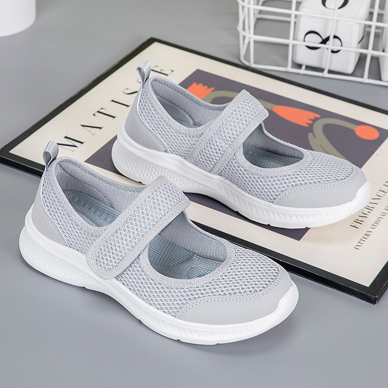 Imagem Sapatos de Caminhada Femininos em Malha Estilo Mary Jane com Tira Ajustável, Respiráveis e Leves, Tênis Casuais