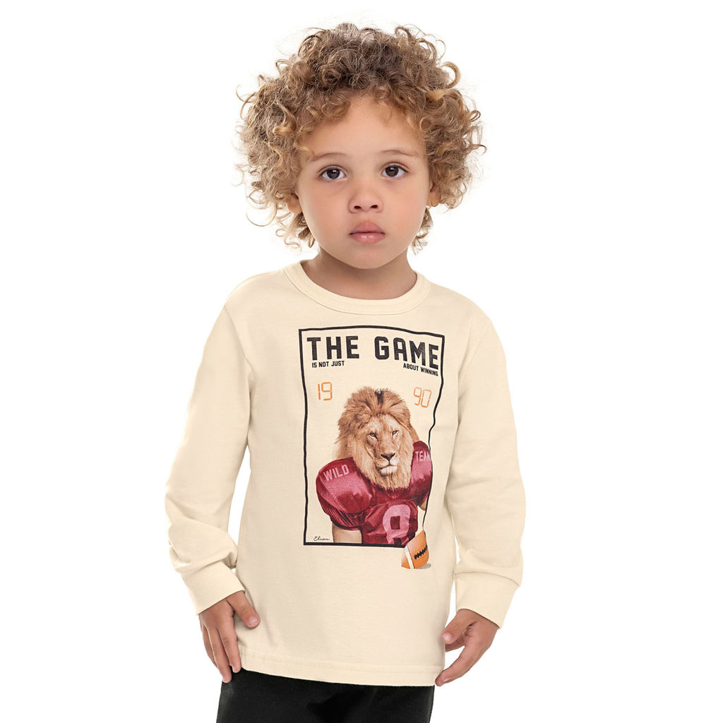 Camiseta Manga Longa Infantil Menino Sport Elian Bege