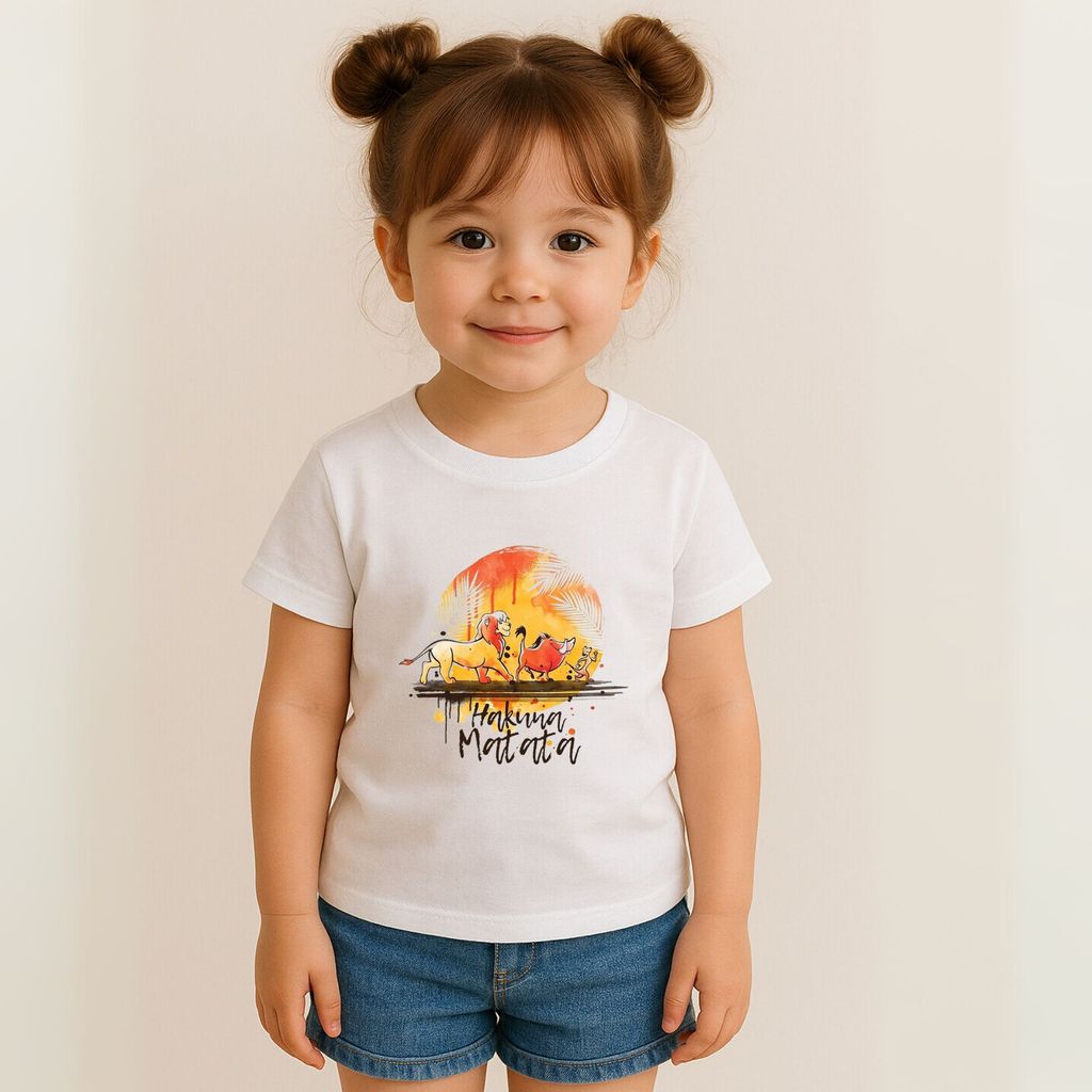 Camiseta Infantil Menino e Menina Leão Safári Hakuna Matata Estampa Aventura Roupa Casual
