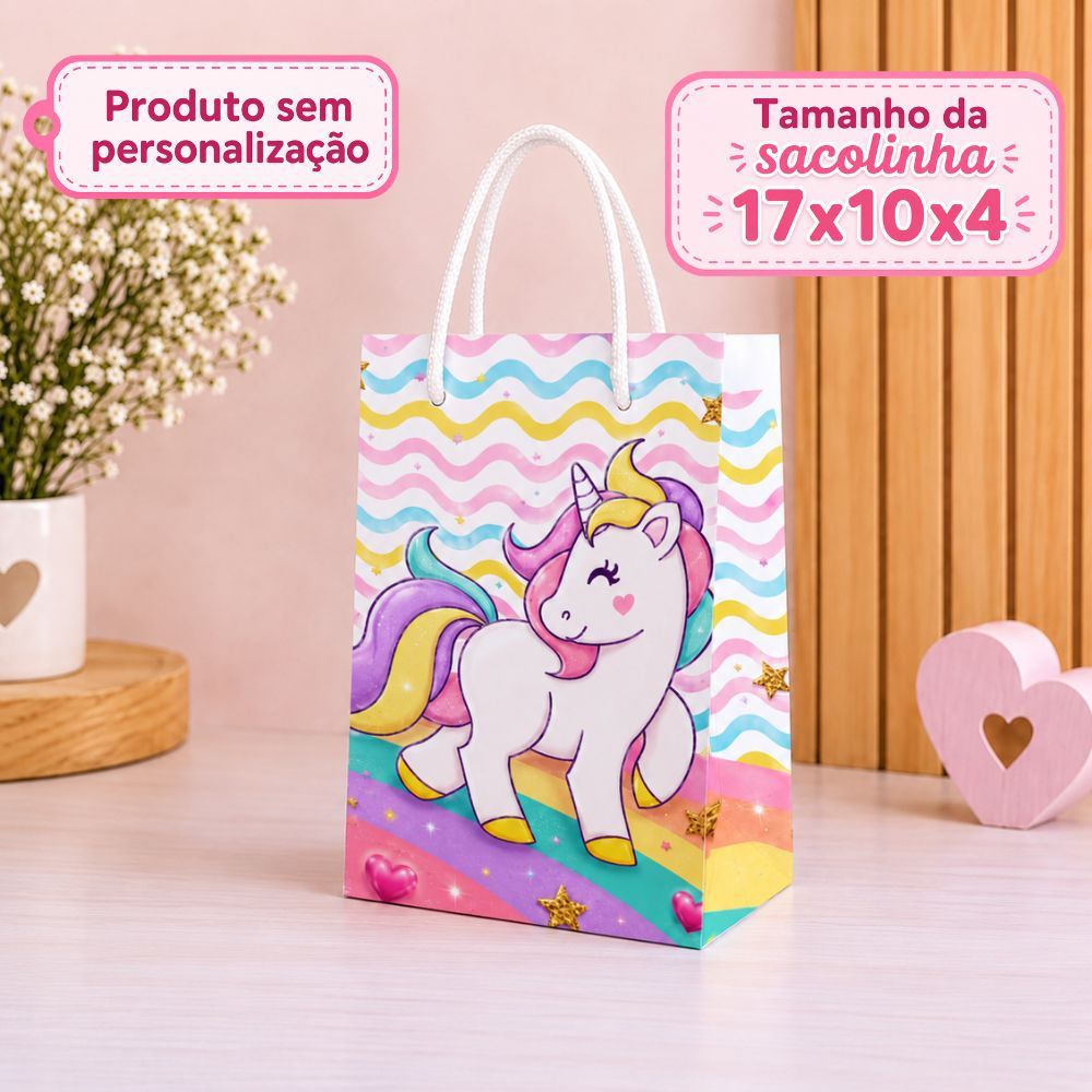 ENVIO RÁPIDO-Sacolinha Surpresa Unicórnio  Personalizada  Lembrancinhas de Aniversário - PEGUE E MONTE
