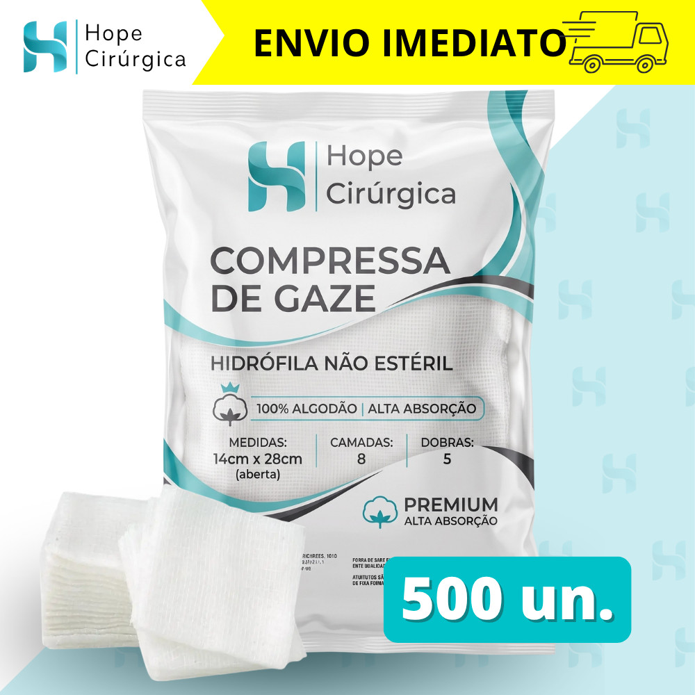 Compressa de Gaze 500 Unidades 13 Fios ou 11 Fios Flumine Premium Hidrófila Anvisa