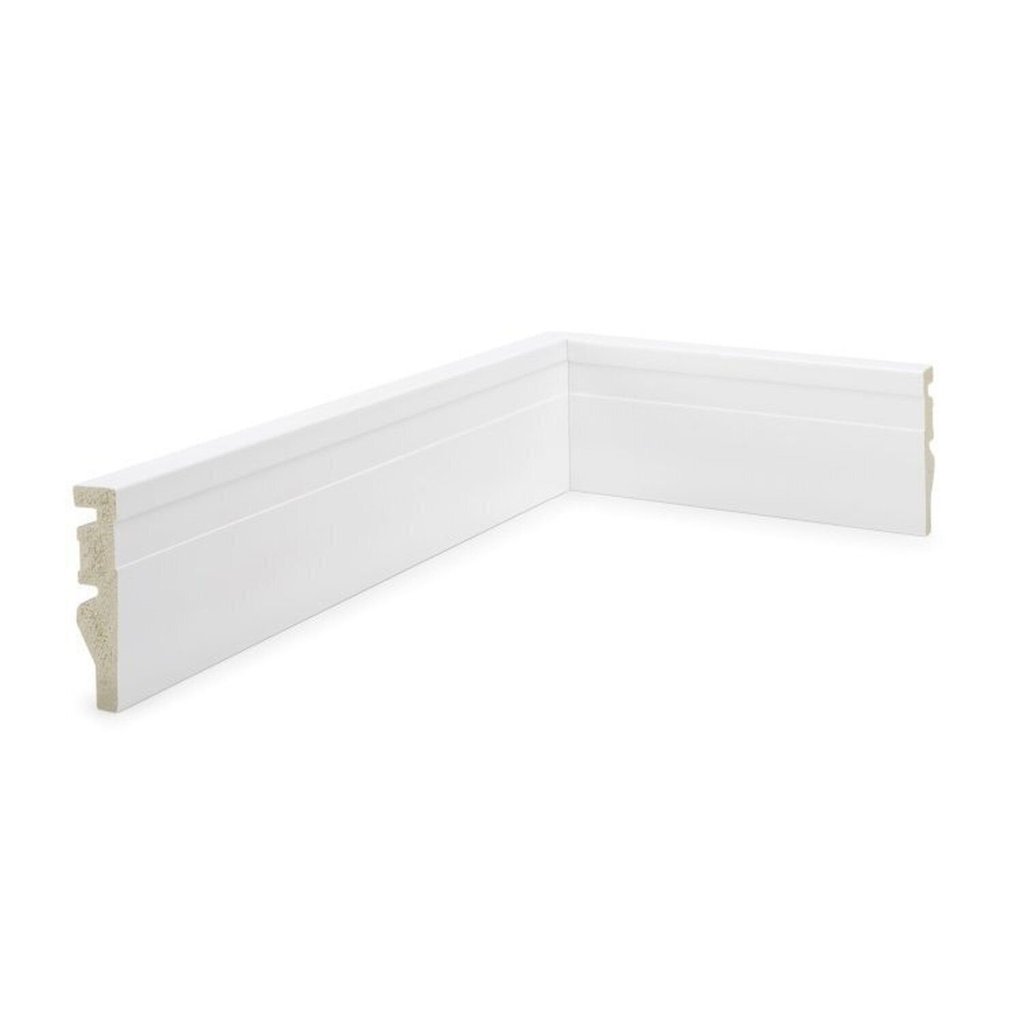 Kit 24m Linear Rodapé de Poliestireno 7cm x 1,5cm x 240cm Frisado Nfr Branco Ruffino Branco