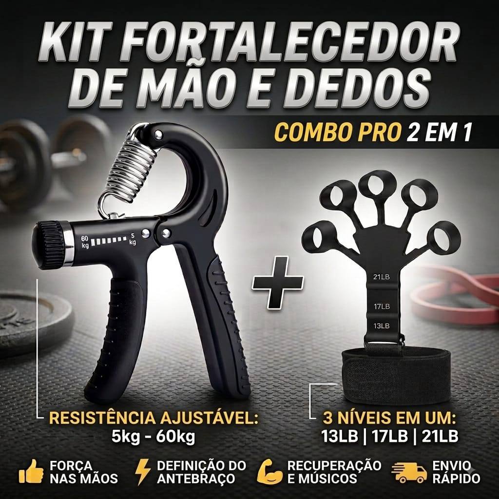 Hand Grip Flexor de Punho 40kg + Faixa Dedo Fisioterapia Exercício Fisioterapia