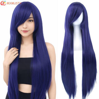 MXMUSTYZA Cabelo Sintético Longo , Perucas Cosplay Lolita Halloween Resistentes Ao Calor , Branco Roxo