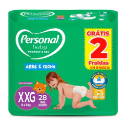 Fralda Personal Baby Protect & Sec Tamanho XXG Leve 28 Pague 26 Fraldas Descartáveis