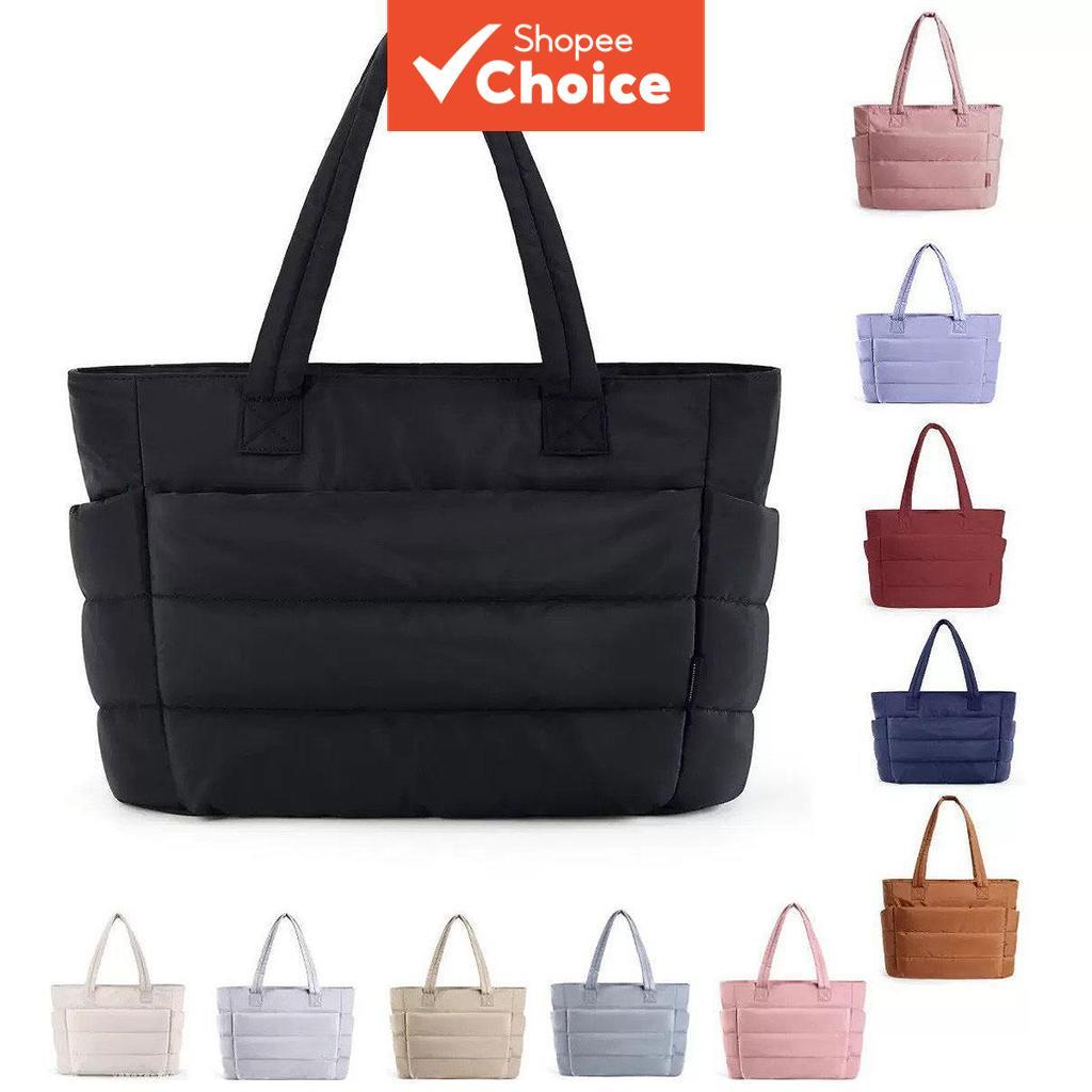 Bolsa Feminina de Cor Sólida, Bolsa Tote para Faculdade, Bolsa de Ombro Acolchoada para Viagem, Bolsas Femininas