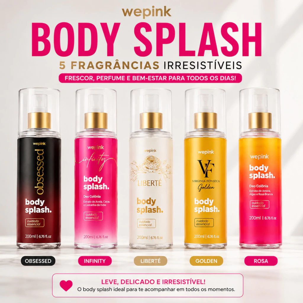 Body Splash Virgínia W3p1nk 200ml Original Feminino Obsessed Infinity Liberté VF Golden | Unitário, Sortido ou Kit cm 4 — imagem 1
