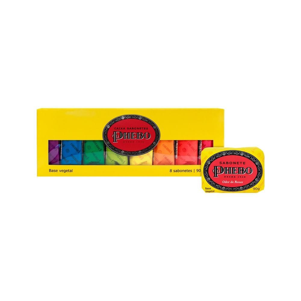KIT SABONETE EM BARRA PHEBO AMARELO COM 8 UNIDADES 90GR CADA