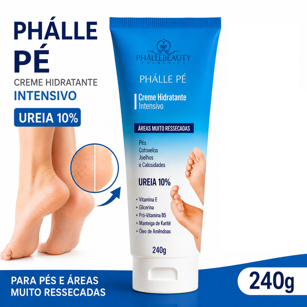 Phállebeauty Phálle Pé 240g Creme para Hidratação dos Pés e Regiões Secas – 1, 2 ou 3 Unidades