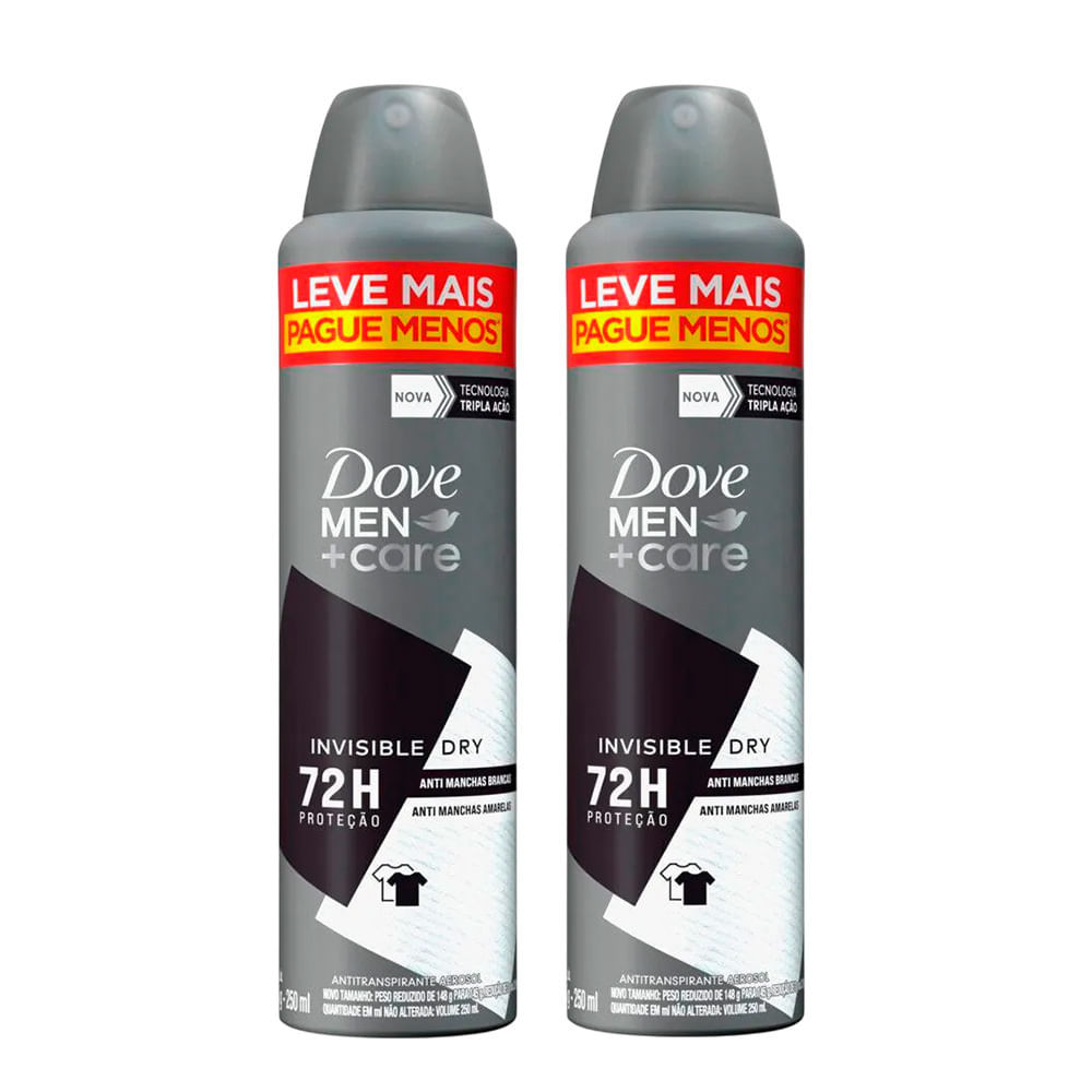 Kit Antitranspirante Aerosol Dove Men+Care Invisible Dry 250 ml - 2 Unidades
