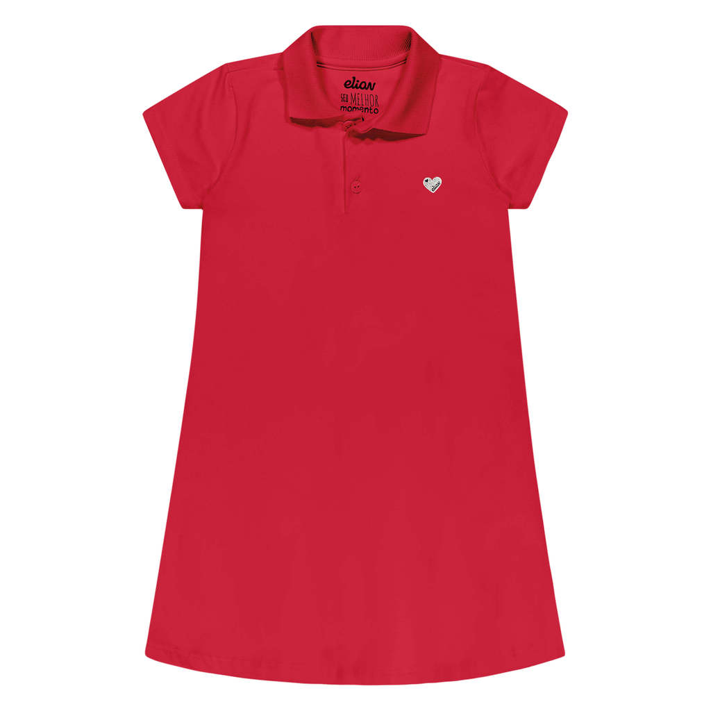 Vestido Infantil Menina Polo Básico Elian Vermelho