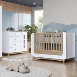 Quarto De Bebê Com Berço Minicama Cômoda Aconchego Henn
