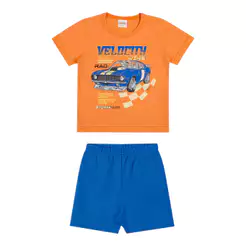 Conjunto Infantil Menino Meia Malha Elian Laranja