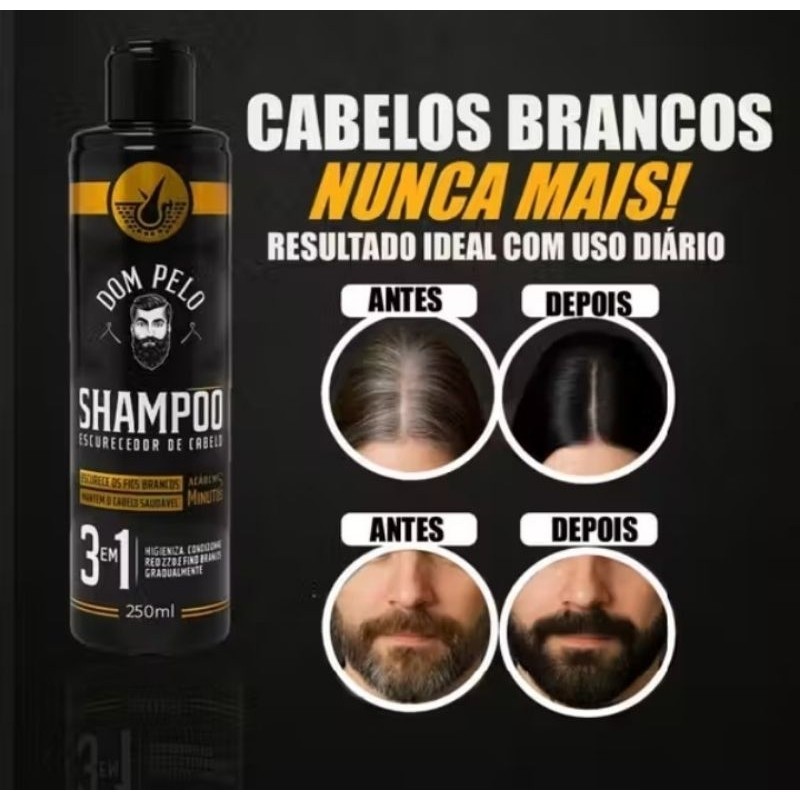 Shampoo Escurecedor de Cabelo preto absoluto para cabelos grisalhos Santo Barbudo — imagem 2 de 2