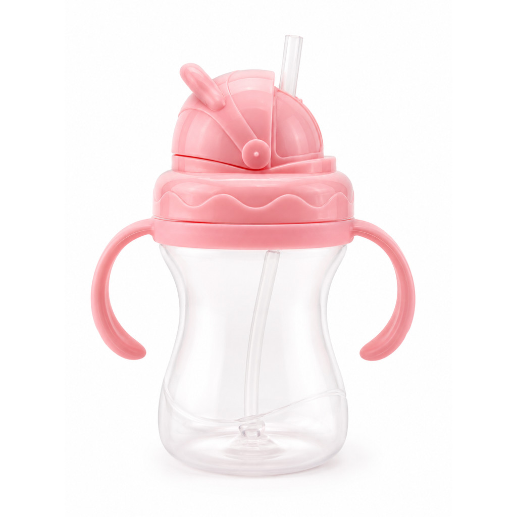 Garrafa Infantil Babylip 270ml Bico Silicone Com Tampa Rosa