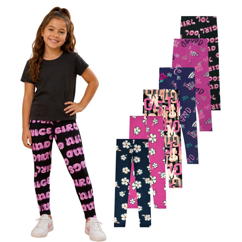 CALÇA LEGGING MALWEE ESTAMPADA COTTON MENINA ALGODÃO INFANTIL