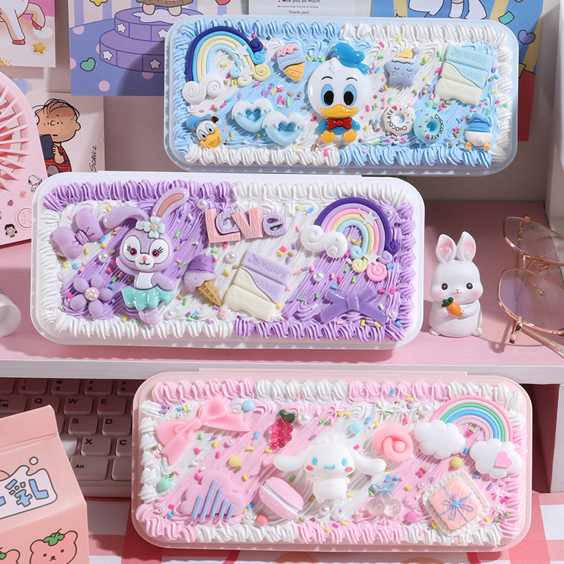 Kit de materiais para fabricação de caixas de papelaria criativas DIY com cola creme, conjunto infantil de papelaria art