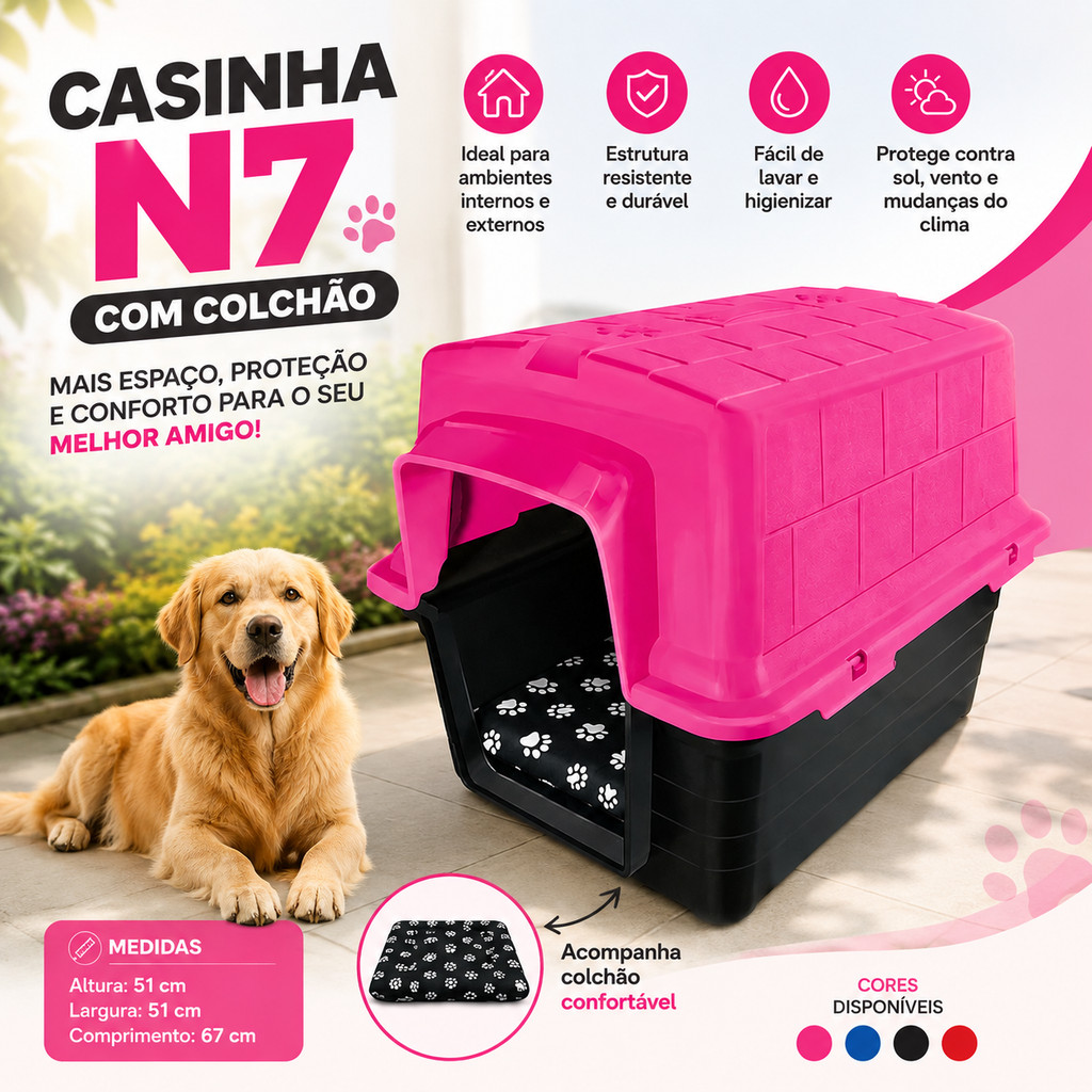 Casinha Para Cachorro com Caminha Casa Para Cães Grande Porte Casinha Grande Confortável Com Cama N7