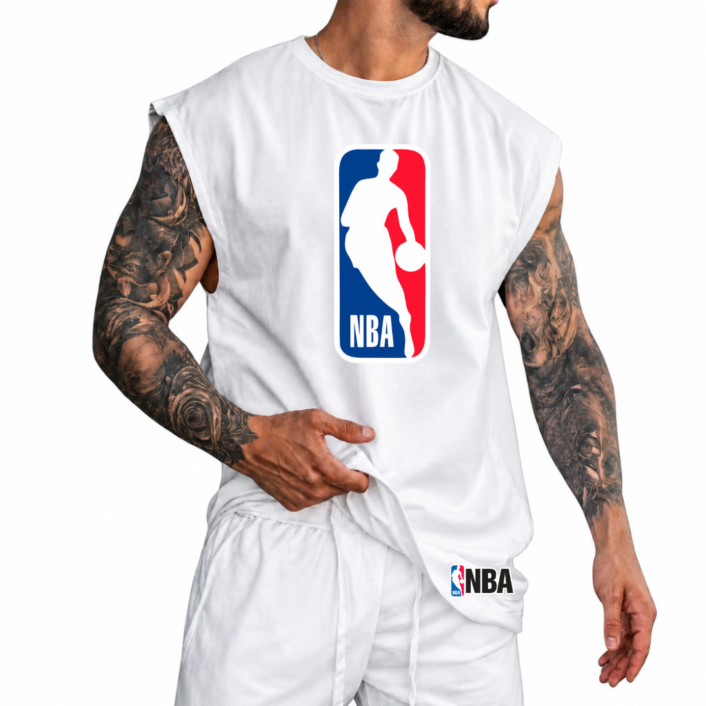 Regata Machão Oversized NBA 100% Algodão Camiseta Cavada Musculação Streetwear Treino Academia