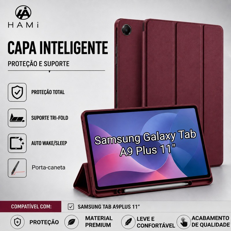 Capa para Samsung Galaxy Tab A9 Plus 11" com Porta-Caneta, Suporte Triplo e Função Sleep/Wake