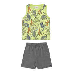 Conjunto Curto Infantil Menino Camaleões Elian Verde