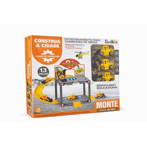 Brinquedo Educativo Mecânico Pista Montável Carro Construção Infantil