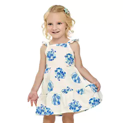 Vestido Infantil Menina Conchinhas Elian Bege