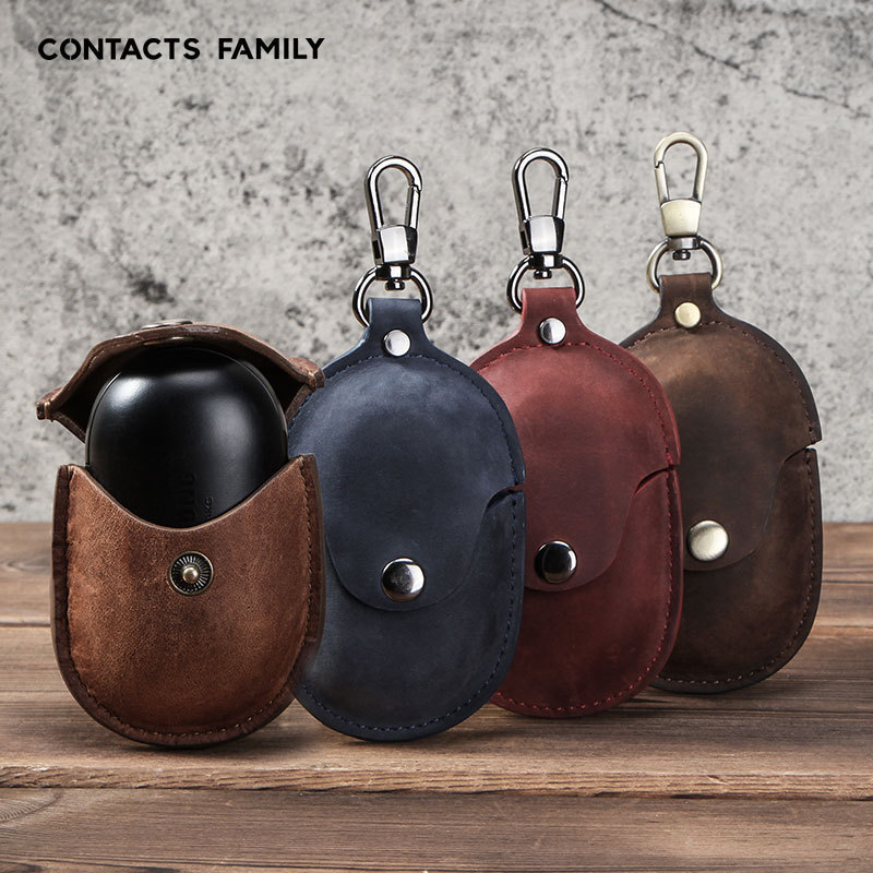 Adequado para Samsung Galaxy Buds + capa protetora de couro genuíno cavalo louco