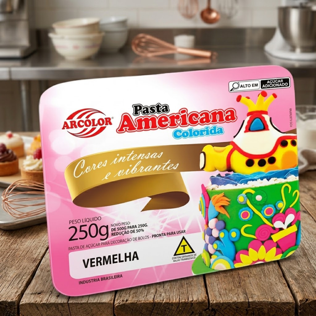 PASTA AMERICANA COLORIDA ARCOLOR 250G VERMELHA ARCOLOR
