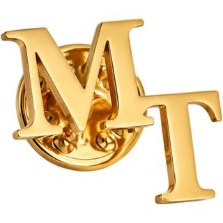 Broche de Lapela com Letra Inicial Personalizada, Broche de Monograma em Aço Inoxidável Banhado a Ouro 18K, Acessório Pe