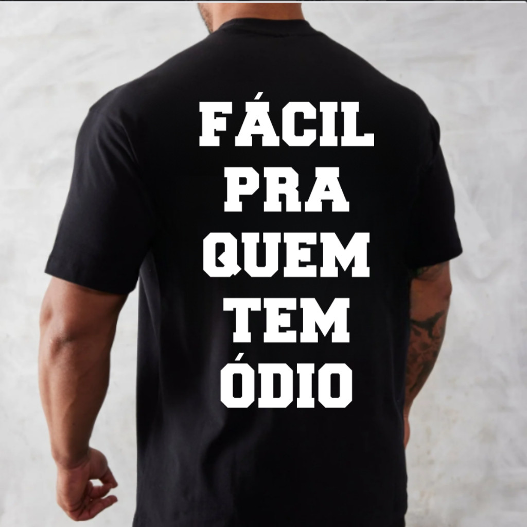 Camiseta Masculina Oversized Fácil Para Quem Tem Ódio Maromba Academia Musculação Algodão Premium Confortavel