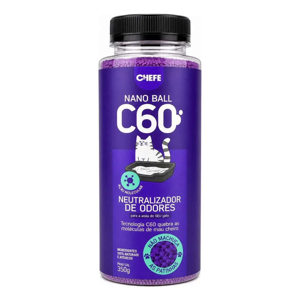 Nano Ball C60 350g para Caixa de Areia de Gato Controle de Odores de Urina e Fezes