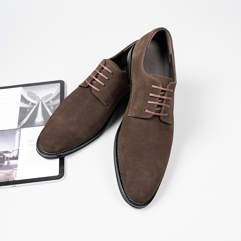 Riancess estilo britânico camurça couro Derby sapatos masculinos negócios casuais sapatos masculinos de couro fosco