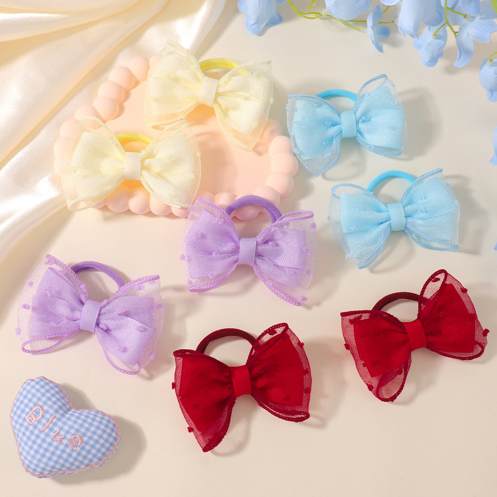 2 Peças de Elásticos Coloridos para Cabelo com Laço para Crianças, Acessórios de Laço Elástico para Meninas