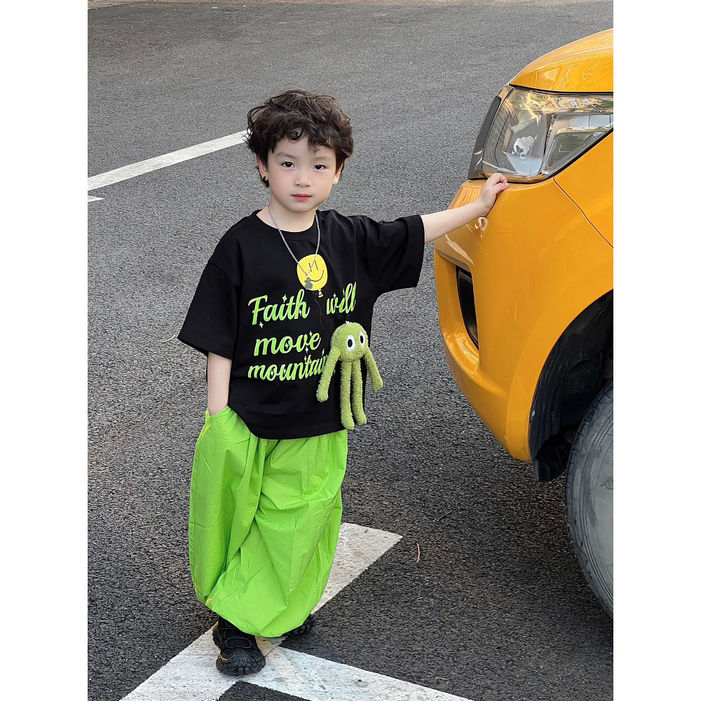 Crianças de manga curta camiseta terno verão bebê menino tridimensional dos desenhos animados exterior Wear topo menino 