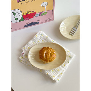 Muni bonito simples cremoso amarelo em forma de concha prato pequeno ins sobremesa frutas jóias cerâmica pequeno prato s