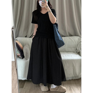 Enorme saia bonita 2026 novo estilo Plus Size gordura mm forma de pêra corpo cobrindo virilha mais magro olhar preto ter