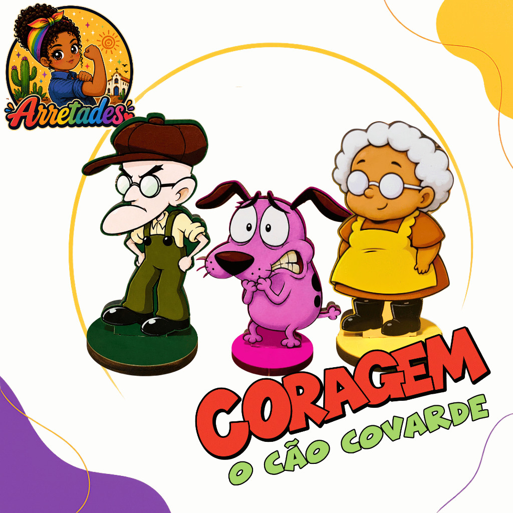 Kit Totens Coragem o cão covarde - Display de mesa - 8 cm - 3 unidades