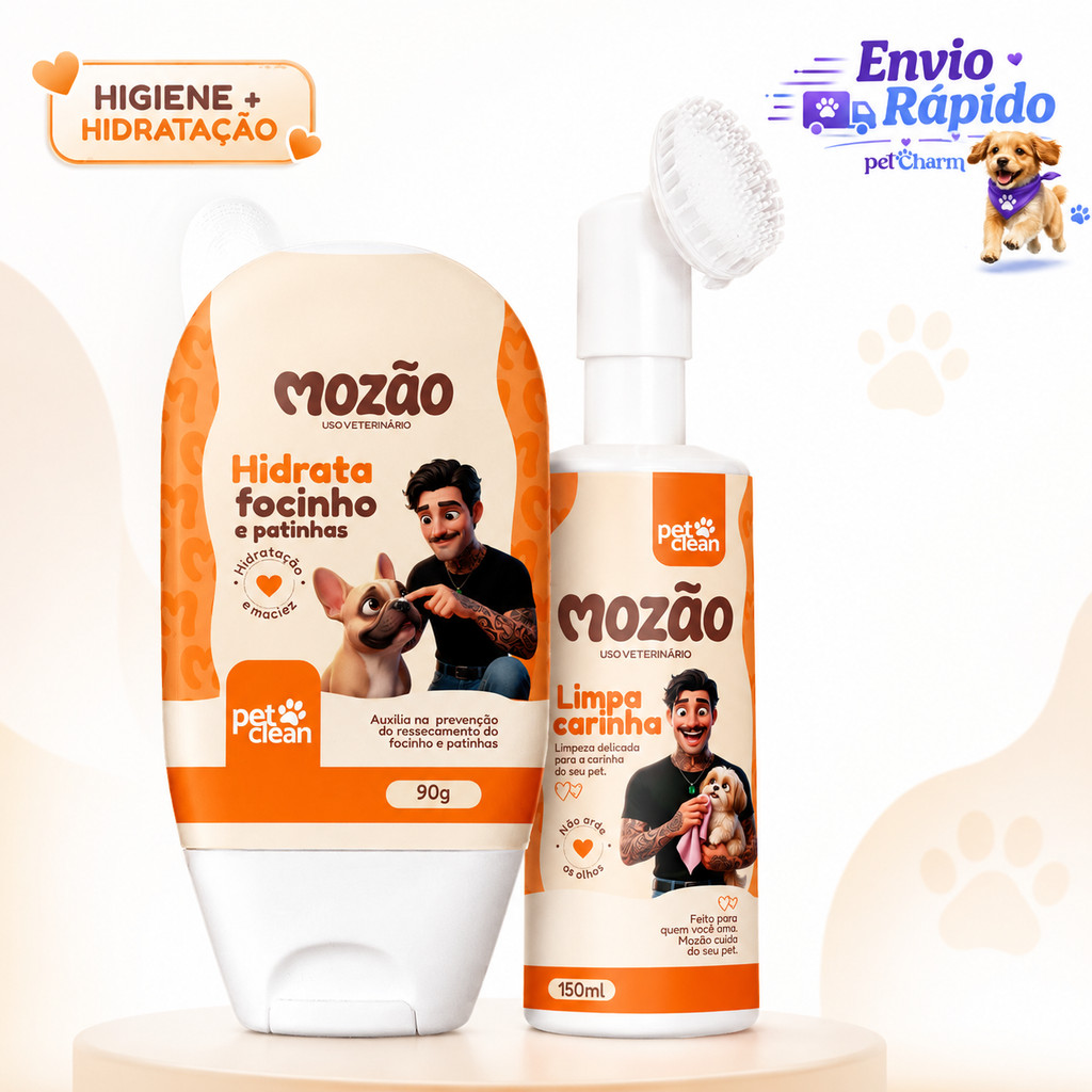 Kit Higiênico Hidrata Focinho e Patinhas + Limpa Carinha Mozão Pet Clean