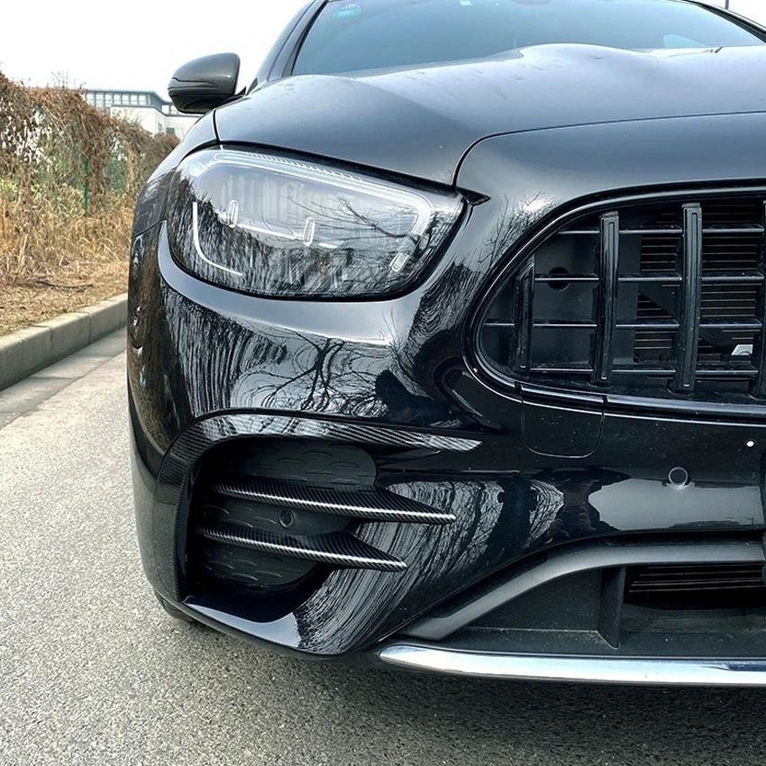 Para Mercedes Benz E-Class W213 E260 E300 E53 2021-2023 + Amortecedores Dianteiros Lábio Ventilação De Ar Guarnição Spoi