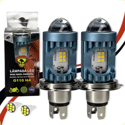 2 Lâmpada Farol Xenon Projetor Led H4 Bicolor Branca e Amarela Chip Moto Carro Caminhão 8-80V