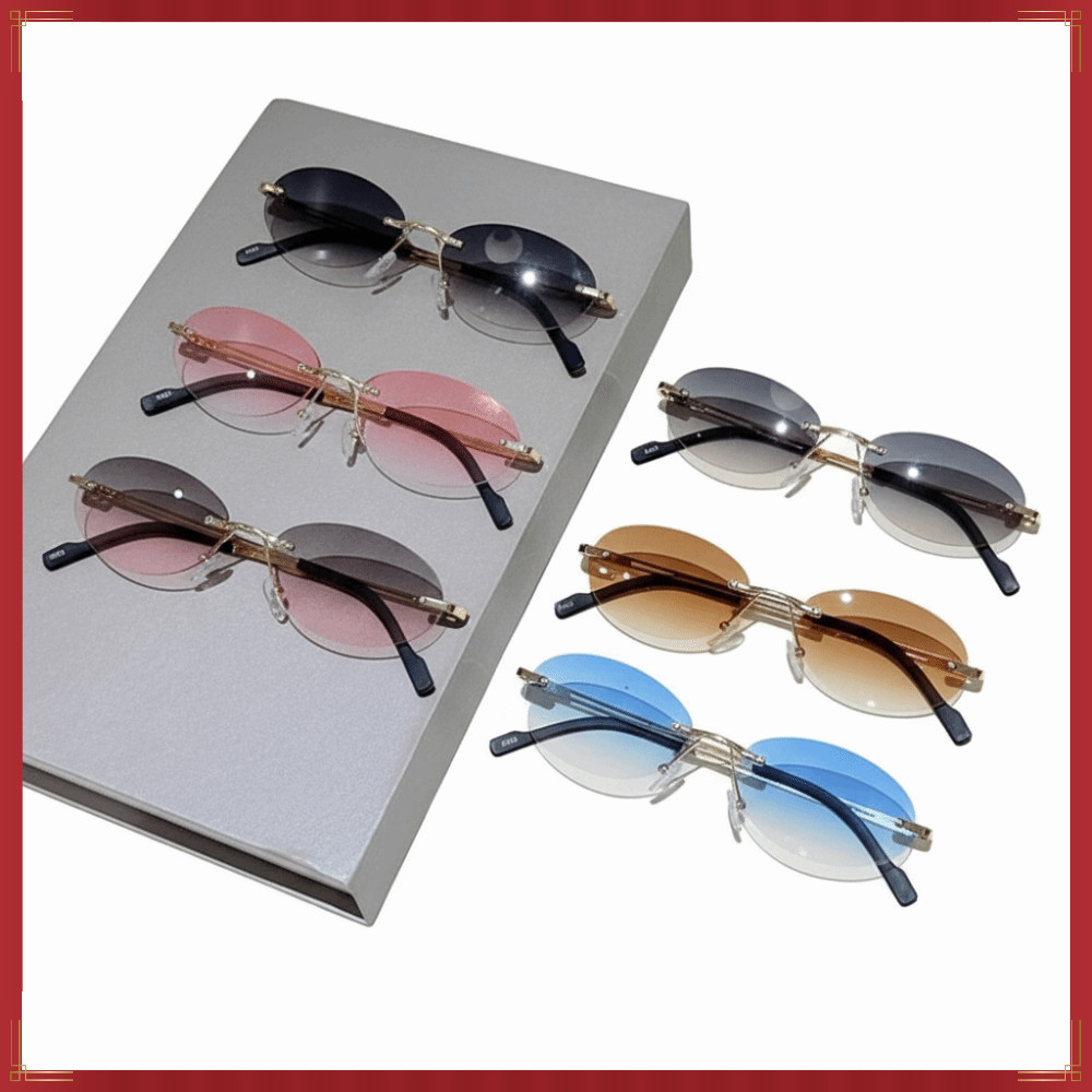 Óculos De Sol Ovais , Com Design Sem Aro Lentes Gradientes , Tons De Proteção UV400 Para Mulheres E Homens