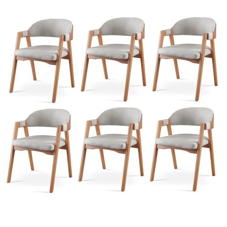 Kit 6 Cadeiras para Mesa de Jantar Gaia Yescasa Cinza Linho Cinza