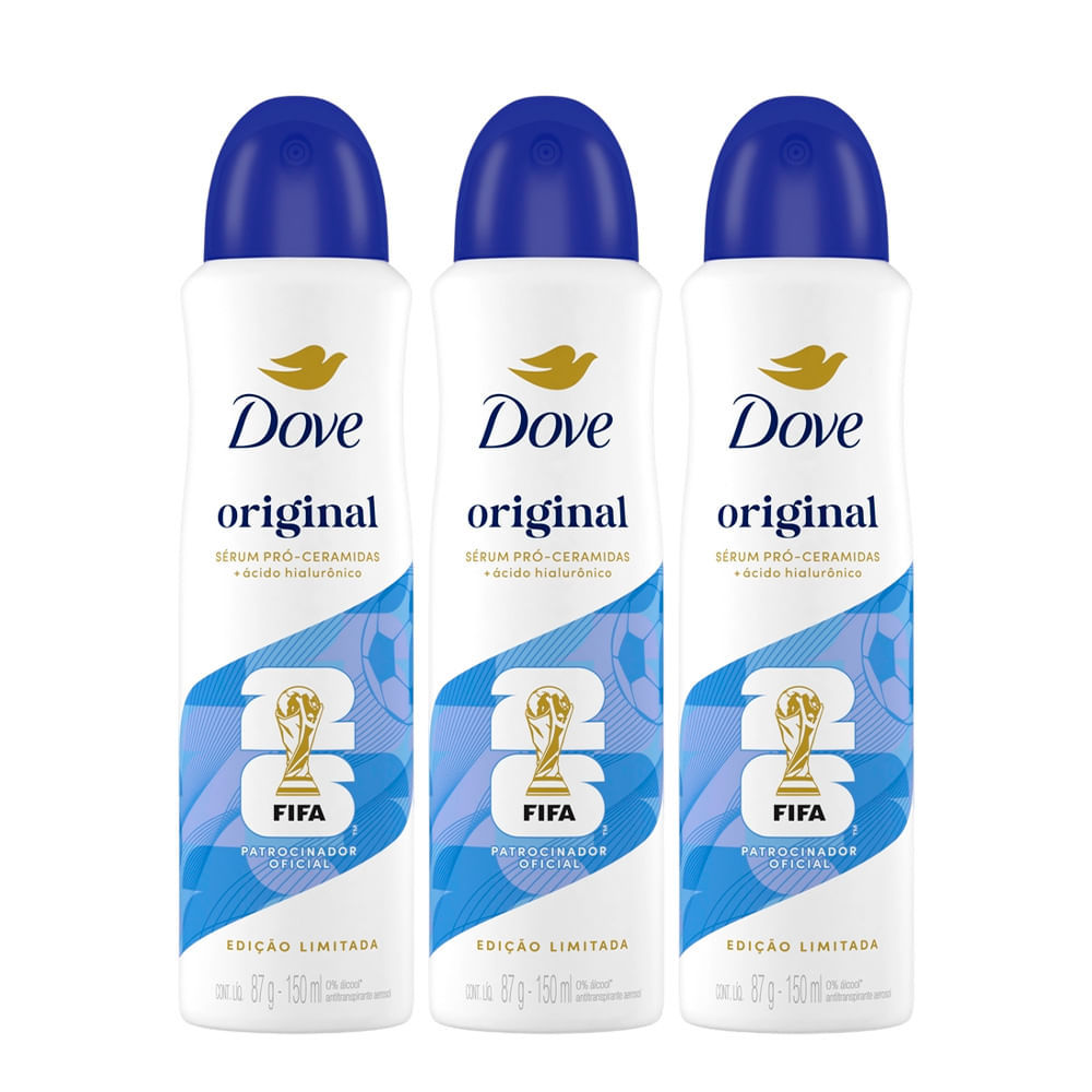 Kit Desodorante Aerosol Dove Original 150ml - 3 Unidades