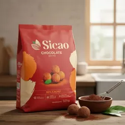 Chocolate Sicao Callebault 50% Cacau em Pó 1kg Para Confeitaria Bolo e Doces